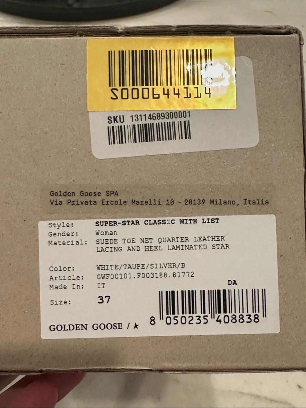 Golden Goose Super-Star Sneakers Size 37 White Silver Star Mesh Suede Toe + Box - Picture 8 of 9